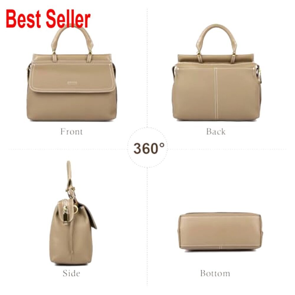 Genuine Leather Satchel Crossbody Bag with Adjustable Strap - Picture 6 of 7